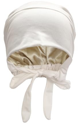 ZLYC Damen Sommer Chemo Kopftücher Tie Back Satin Gefüttert Hijab Cap(Einfarbig Weiß),Einheitsgröße
