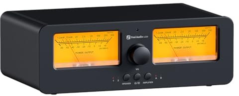 Fosi Audio LC30 Dual VU Meter Audio Visualizer, Commutatore 2 Ingressi 2 Uscite Vintage per Amplificatori Stereo ad Alta Potenza, Componente per Home Theater, Completo di Telecomando