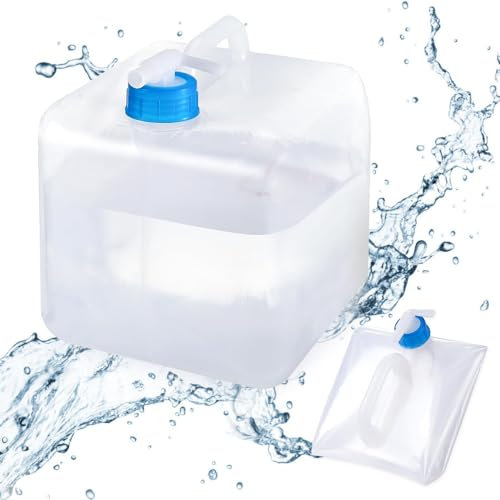 Riisoyu Bidón de Agua Plegable, 10 litros Recipiente de Agua Plegable con Grifo BPA-Free Agua Potable Depósito portátil para Viajes Picnic Camping Senderismo Emergencia