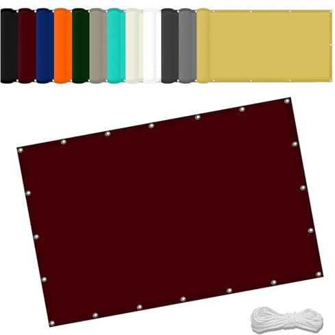 Malla Sombreadora 2.2 x 2.4 m Impermeable Vela de Sombra Toldo Resistente al Agua con Ojales y Cuerdas Rayos UV HDPE Sombra Paño para Plantas Flores, Vino Tinto