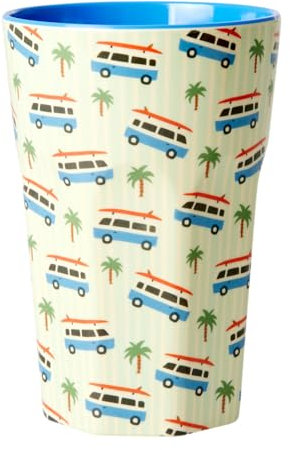 Rice Becher Groß Blau Wohnmobil Motiv Geschirr Melamingeschirr Kindergeschirr Kinder Camping BBQ Picknick Bruchsicher BPA-frei Wiederverwendbar Plastikgeschirr 400ml