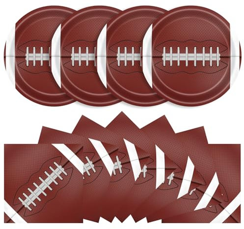 KFJBPB 40 Pcs Football Plates and Napkins Party Supplies, 20 9 Disposable Paper Plates and Napkins, Modern Football Theme Tableware Set for Kids Birthday Party, Baby Shower, Serves 20