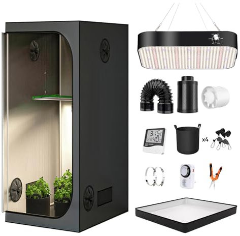 ZRBDDEF Growzelt Komplettset,mit Abluft Aktivkohlefilter,Hydroponics Growing Tent Set Belüftungssystem,Anzucht Gemüse Kräuter 40 * 40 * 120cm