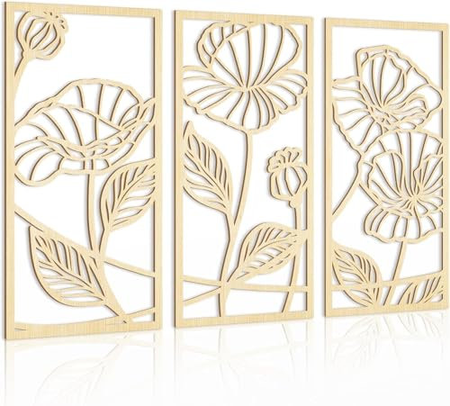 KAIRNE Escultura minimalista de pared de flores, decoración de pared abstracta bohemia para sala de estar, escultura de pared de flores de hojas (16 x 32 pulgadas, enmarcada), obra de arte floral de