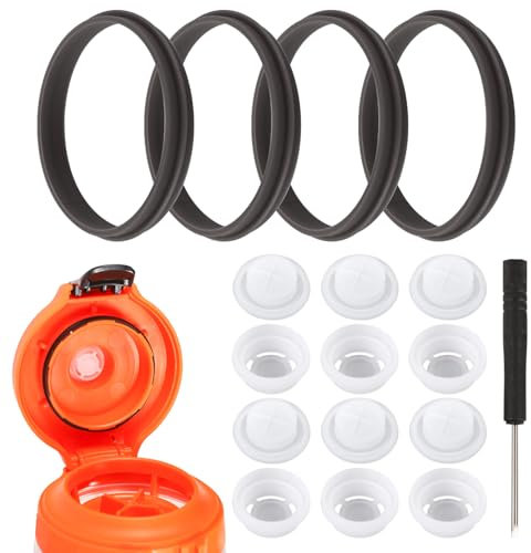 Gosknor 10st Flasche Dosierventil und Ersatzdichtung für Gatorade Gx-Wasserflasche 32oz, Ersatzflaschendeckel Zubehör Silikonventil und Kunststoffeinsatz Flaschendichtungen und Schraubendreher