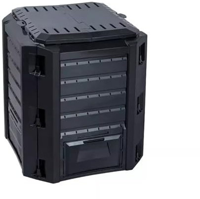 Garten Komposter Thermo-Komposter Schwarz Kunststoff Schnellkomposter Kompostbeschleuniger Komposteimer Kompostbehälter Gartenkomposter aus Kunststoff, Kompost, Komposttonne, Schwarz 380L Stecksystem