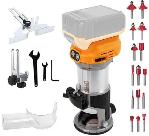 Router palmare senza fili per DeWalt batteria da 20 V, router palmare da 21 V 800 W per la lavorazione del legno, 6 velocità 10000-30000 giri/min strumento router motore brushless