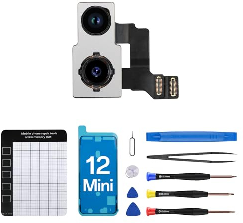 CYKJGS for iPhone 12 Mini Camera Replacement Rear Camera Replacement 12MP HD Video HDR Photo Main Camera Flex Cable Lens Module Assemble Full Repair Tools Kit A2176 A2398 A2399 A2400