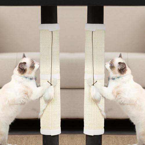 JanYoo Lot de 2 tapis de protection anti-rayures pour chat - Protection des meubles pour animaux de compagnie - Pieds de table - Tapis à gratter pour chat - 50 x 25 cm (blanc)