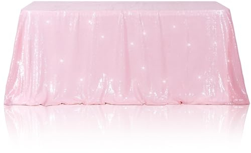 3E Home Pink Sequin Tablecloth,Rectangle Sequin Table Cover for Wedding Party Banquet 50 X 80 (125cm X 200cm)