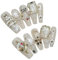 Lot de 10 faux ongles d'hiver en forme de flocon de neige - Collage complet sur les ongles - Presse de Noël sur les ongles - Manucure