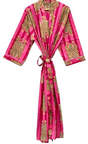 INDACORIFY Bedruckter Kimono-Bademantel, Loungewear, Baumwoll-Kimono-Bademantel und Strandüberzug, bedruckte lange Strandkleidung