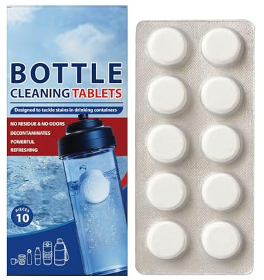 Tablettes De Nettoyage Pour Bouteilles,Pastilles De Nettoyage Facile Et Pratique Pour Tasses à Café,Élimine Dépôts & Odeurs,Idéales Pours Bouteilles,10 Comprimés