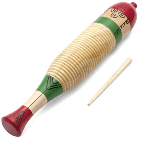 ANCLLO Wooden Fish Guiro with Wooden Scraper/Beater - School Percussion Instrument