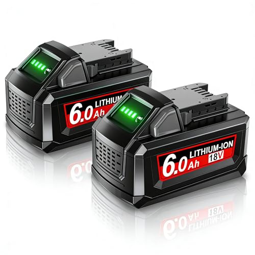 2X 6.0Ah/6000mAh Batterie pour Milwaukee M18, Powtree Batterie de Remplacement pour Milwaukee 18V 48-11-1810 48-11-1820 48-11-1850 48-11-1828 48-11-1860 Outil Électrique sans Fil avec Indicateur