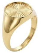 Suzan Gold® 375 Echtgold Ring Damen als runder Siegelring mit Strahlen Gravur und glänzender Oberfläche – Solarius Crest eleganter Goldring hochwertig für Alltag und Anlass Größe 54