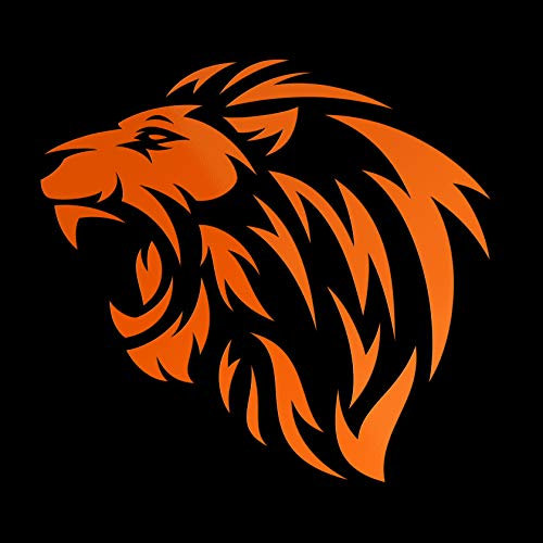 ERREINGE STICKER PRESPAZIATO ARANCIO FLUO 12cm - Leone Tribale SX - Adesivo Decal Decalcomania Vinile Murale Laptop Auto Moto Casco Camper