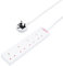 Invero® 4 Way Gang Power Mains Extension Lead 8M Metre Cable British Approved 13A Amps Surge Protected - White