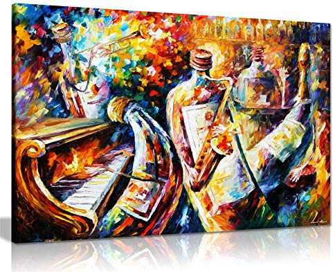 Leonid Afremov Ölgemälde auf Leinwand, abstrakt, für Wohnzimmer, Heimdekoration, Bottle Jazz, 76x51 cm (30x20in)