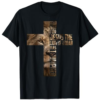 Jesus Löwe Judah Kreuz Glaube Christ Geschenk T-Shirt