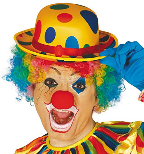 NET TOYS Gepunkteter Partyhut Clown für Erwachsene - Lustige Party-Kopfbedeckung Harlekin Hut Melone - Wie geschaffen für Fasching & Karneval