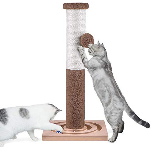 Aibuddy Poste rascador para gatos, 60 cm de alto, de sisal, trepador y poste de árbol (juguetes interactivos para gatos, bola colgante, fácil de montar, 30 x 30 x 60 cm)