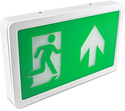 Bright Source 4w LED Maintained or Non Maintained Emergency Exit Box Sign with Up Arrow Only, 3 Hour Emergency Mode with Recharging Battery, for Corridors, Offices, Shops & Warehouses