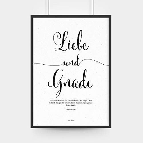 Aus Gnade Christliche Poster · Bibelvers: Liebe Wandgestaltung · ohne Rahmen · A3 · christliche Geschenke · Deutsch