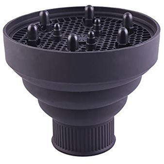 Diffusore in Silicone per Phone Asciuga Capelli con Collo da 4.2 – 4.8 cm Asciugacapelli Richiudibile | Dimensioni in Descrizione per Compatibilità Col Vostro Phone | Colore Selezionabile (Nero)