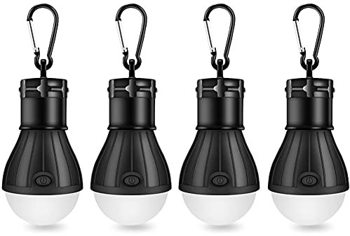 MEETOZ LED Camping Light, Portable Led Tent Lights Lantern Backpacking Camping Hiking Fishing Emergency Light Battery Powered Lamp, Battery Powered for Power Outage (Black)