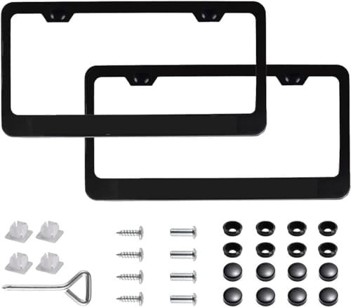 KIKIMO Tesla License Plate Frame Fit for Model 3/Y/S/X, Tesla Model Y/3/S/X Accessories, 2Pack Matte Black License Plate Frames, Applicable to Standard US License Plate Cover