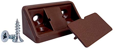 10 Stück Regalträger braun 44 x 20 x 20 mm, Möbeleckverbindungen Kunststoff 90 Grad Eckstrebengelenk rechtwinklig Schrauben enthalten (10, braun)
