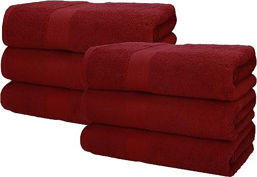 Betz 6 Stück Saunatücher XXL Badetuch Liegetuch Strandlaken Saunahandtuch Premium Frottee 100% Baumwolle Größe 70 x 200 cm Farbe dunkelrot