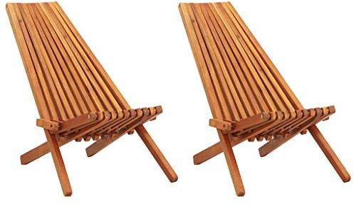 Hommdiy Akazienholz Massiv Garten Liegestuhl Klappbar Witterungsbeständig Sonnenliege Gartenliege Saunaliege Stuhl Gartenstuhl Holzliege (95 x 57.91 x 76.96 cm, Braun, 2)