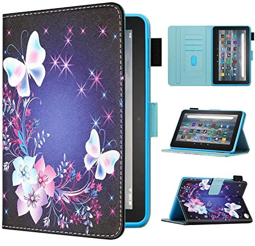 Fancity for All-New Amazon Fire 7 Tablet Case (Only Compatible with 12th Generation, 2022 Release), Smart Wake Sleep Slim Case with Card Slot, Flip Stand Cover for Amazon Fire 7 Tablet, Butterfly