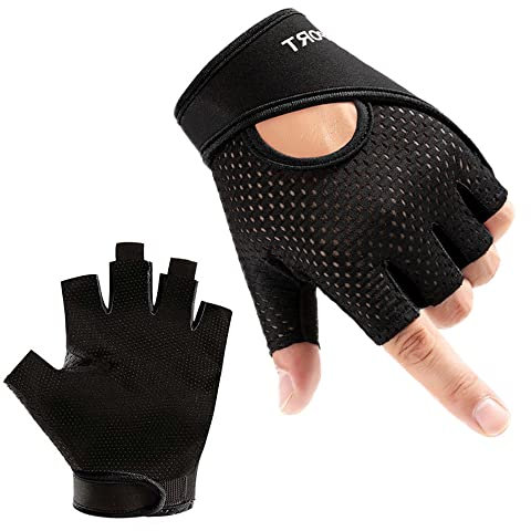 Fitness Handschuhe Atmungsaktiv Elastischer Strickstoff Trainingshandschuhe für Damen Herren mit Rutschfestem Silikonpartikel Sporthandschuhe für Gewichtheben Fahrrad Gym Krafttraining Crossfit