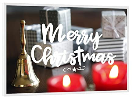 artboxONE Poster mit weißem Rahmen 18x13 cm Typografie Goldene Glocke, Frohe Weihnachten! - Bild Frohe Weihnachten