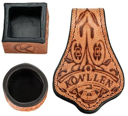 KONLLEN Magnetischer Billardkreidehalter Leder – 3-in-1 Kreidehalter, Starker Magnet, Weniger Schmutz & Kein Verlust, Pool Billard Zubehör-Brown-Green
