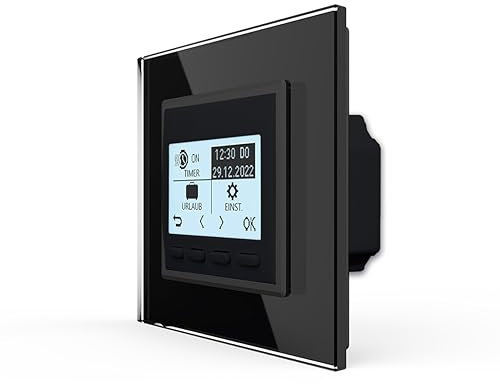LIVOLO Programmierbares Raumthermostat Digital Wandthermostat Thermostat PRO Fußbodenheizung für Stellmotoren wasserführend elektrisch UP inkl. Glasrahmen Schwarz