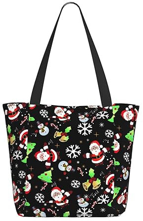TRESILA Einkaufstasche Für Frauen Strandtasche Mit Reißverschluss Lässige Handtasche Umhängetasche Umhängetasche Für Einkaufen Arbeit Business Reisen/Bunte Streifen, weihnachtsmotiv, Einheitsgröße