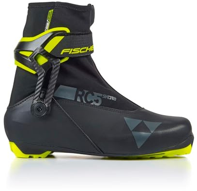 Fischer RC5 Skate Mens Cross Country Race Ski Boots, Black/Yellow, 42