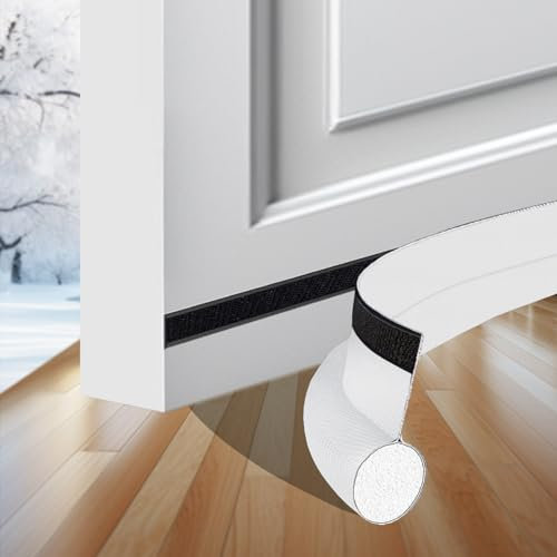 GSALDY Paraspifferi porta blindata,Paraspifferi Sottoporta,Guarnizione Per Porta Autoadesiva,Insonorizzata Antivento Antipolvere, Adatto per porte 94 cm,Spazio di 0-8 cm,Bianco