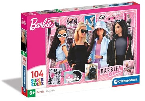 Clementoni Jigsaw Puzzle Barbie 104 Pieces - Supercolor Puzzle For Children 6-8 Years, Cartoon, Gift For Girls, Puzzle For Kids, Made In Italy, 25754