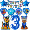Dog Patrol Geburtstag Deko 3 Jahre, Luftballon Party Set, Hund Patrol Folienballon Blau, Happy Birthday Banner für Kindergeburtstag Dekoration