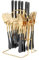 Justup Juego de cubiertos para 6 personas, 24 piezas, acero inoxidable pulido, incluye cuchillo, tenedor, cuchara, cuchara de café, juego de vajilla con soporte para casa, cocina, restaurante (negro)