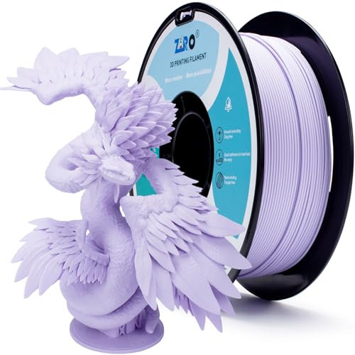 ZIRO Matte 3D Drucker Filament, Matte PLA Filament 1.75mm, Hohe Zähigkeit PLA für Die Meisten FDM Drucker, 1kg/2.2lbs Spule, Maßgenauigkeit +/- 0.03mm, Pastell Lila
