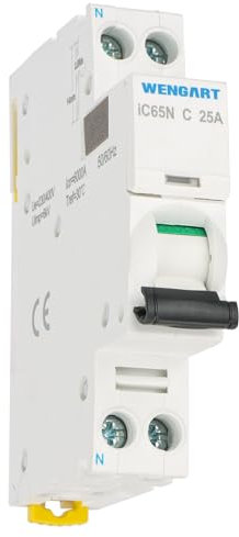 Wengart Disjoncteur miniature AC 230 V 1P+N, courant nominal 6 A – 32 A, design compact, protège le circuit contre les surcharges et les courts-circuits (10 A)