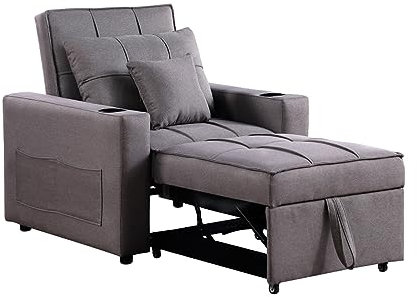 HTI living Relaxsessel Maritta Dunkelgrau mit Becherhalter und Seitentasche