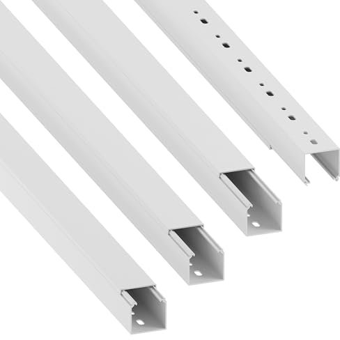 Habengut | Kabelkanal (mit Montagelochung im Boden) 40x40mm aus PVC, Länge 4 m (4 x 1 m Länge), Weiß