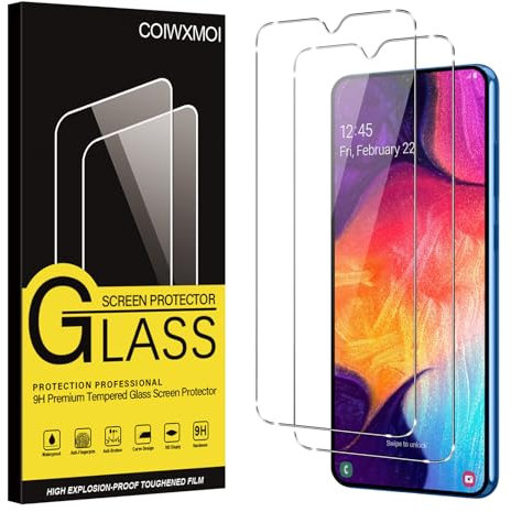 Coiwxmoi 2 Pièces Verre Trempé pour Samsung Galaxy A50 / A30S / A50s 6,4, Ultra Résistant Film Protection écran, Dureté 9H Glass, Sans Bulles D'air, Anti-Rayures HD Transparent Vitre Protection